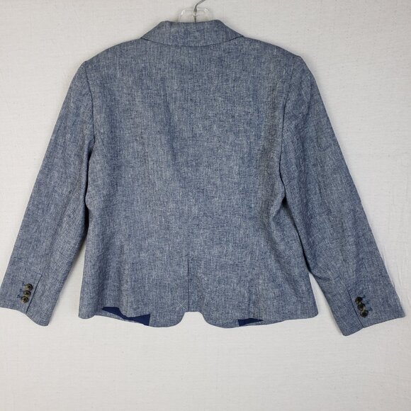 Ann Taylor Linen Blend Blazer Career Office Heather Blue size 8 Minimalist - Picture 5 of 13
